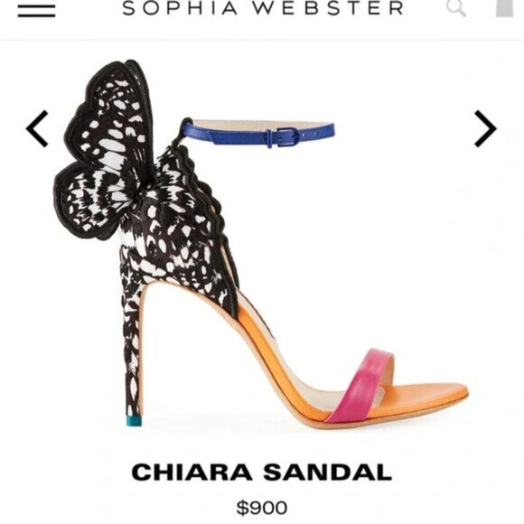 Sophia Webster Embroidery Sandal Chiara Butterfly High Heels‎ Shoes Pink 38.5 - Picture 3 of 16